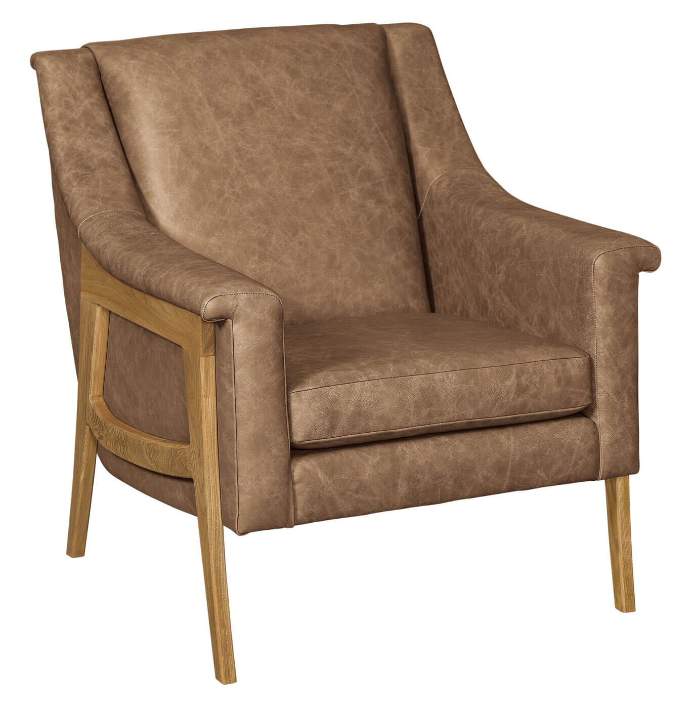 LuxHome Seating Andover Chair shown in Harvest Stain and Tumbleweed Leather