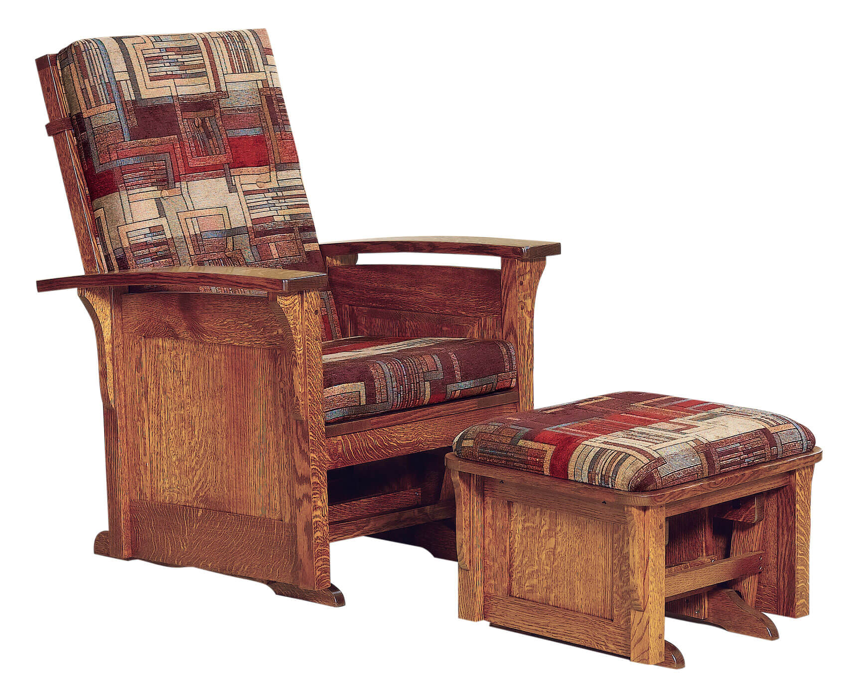 AJs Furniture Bow Arm Panel Chair Glider with Ottoman