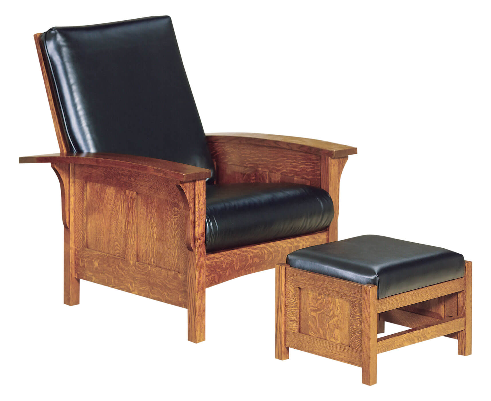 AJs Furniture Bow Arm Panel Morris Chair with Footstool