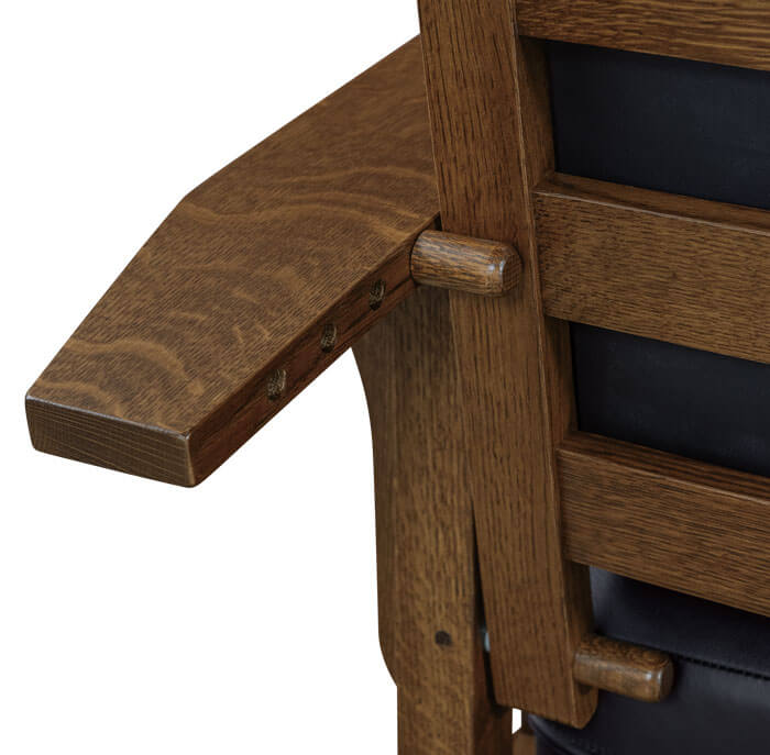 AJs Furniture Bow Arm Slat Morris Chair Back Detail