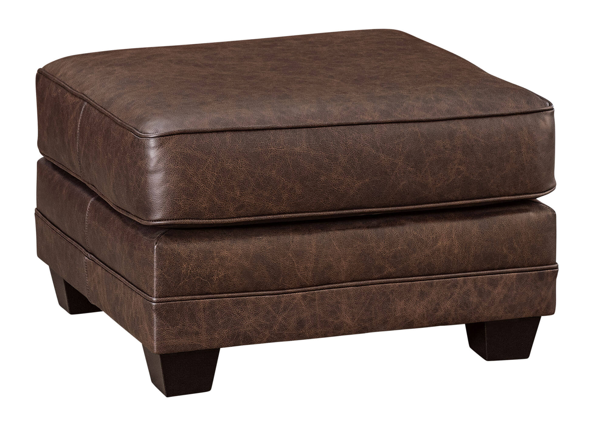LuxHome Seating Ellington 26 Inch Footstool shown in Texas Leather