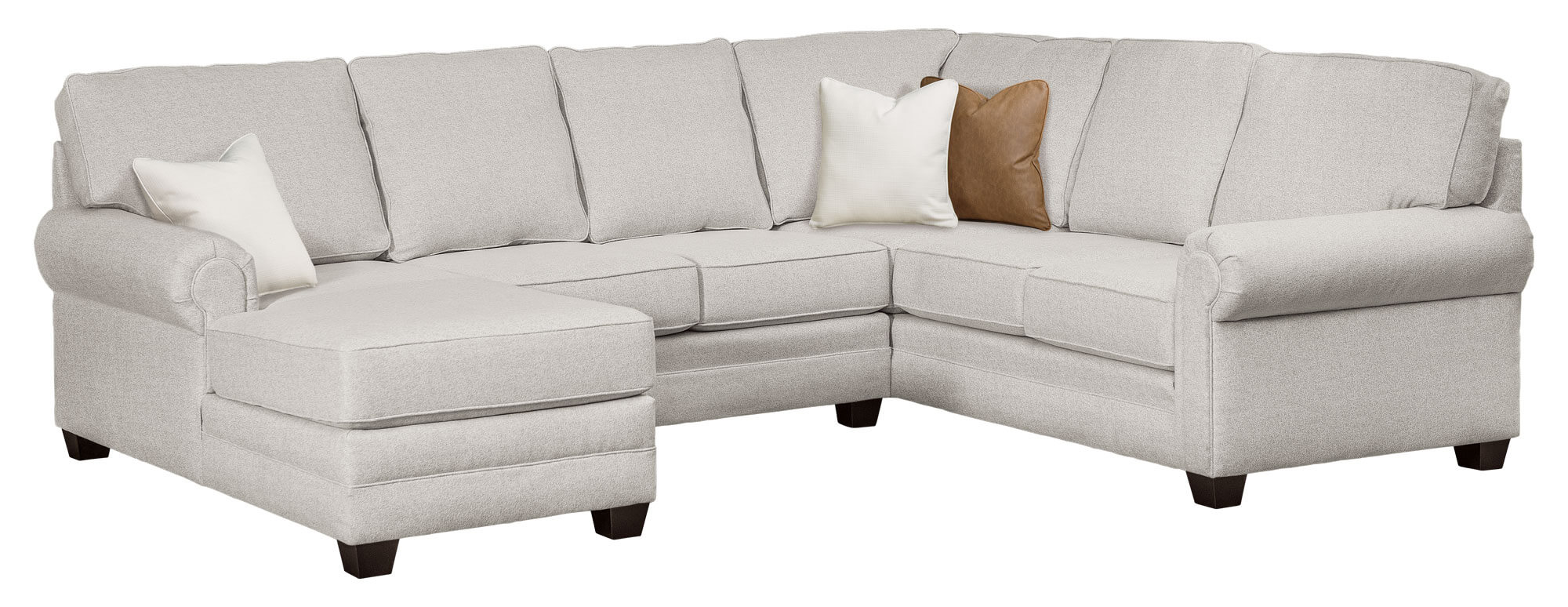 LuxHome Seating Ellington RAF Corner Sofa, Armless Loveseat and LAF Chaise Panel Arm
