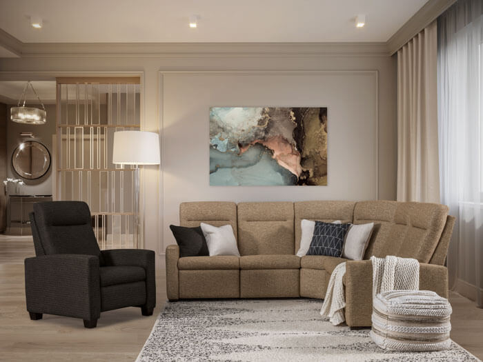 LuxHome Seating Harmony Chair Push Back Recliner WH 5-Piece Sectional Setting