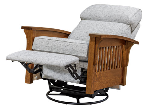 AJs Furniture Hoosier Stockton Swivel Rocker Recliner Full Reclined