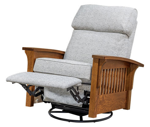 AJs Furniture Hoosier Stockton Swivel Rocker Recliner Mid Reclined
