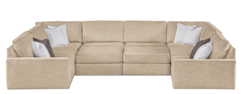 LuxHome Seating Madison U-Sectional Tear Drop Arm with Ottomans