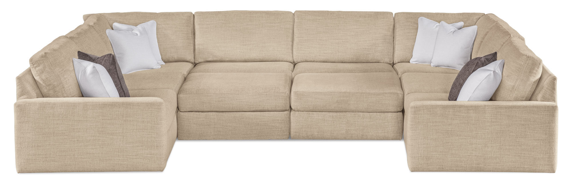 LuxHome Seating Madison U-Sectional Tear Drop Arm with Ottomans