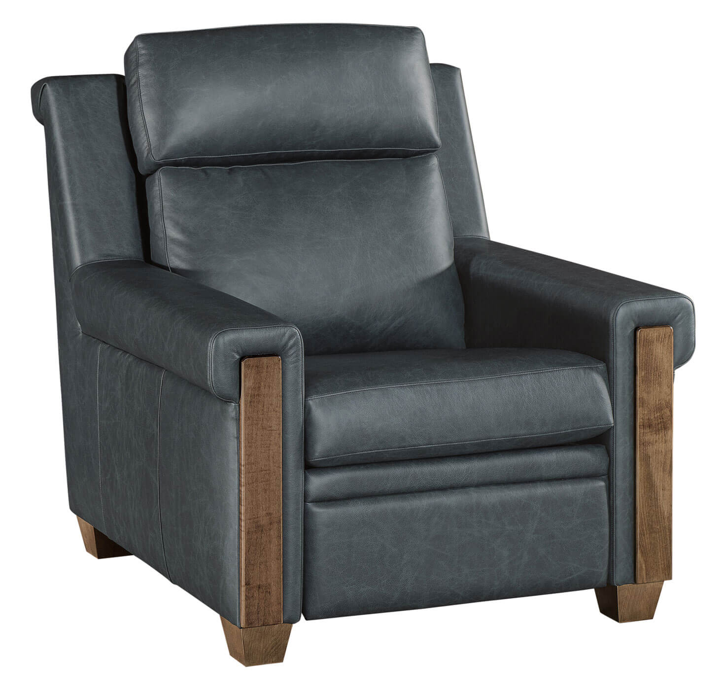 LuxHome Seating Remington Chair Recliner with Tilt Headrest and Wood Trim Key Arm