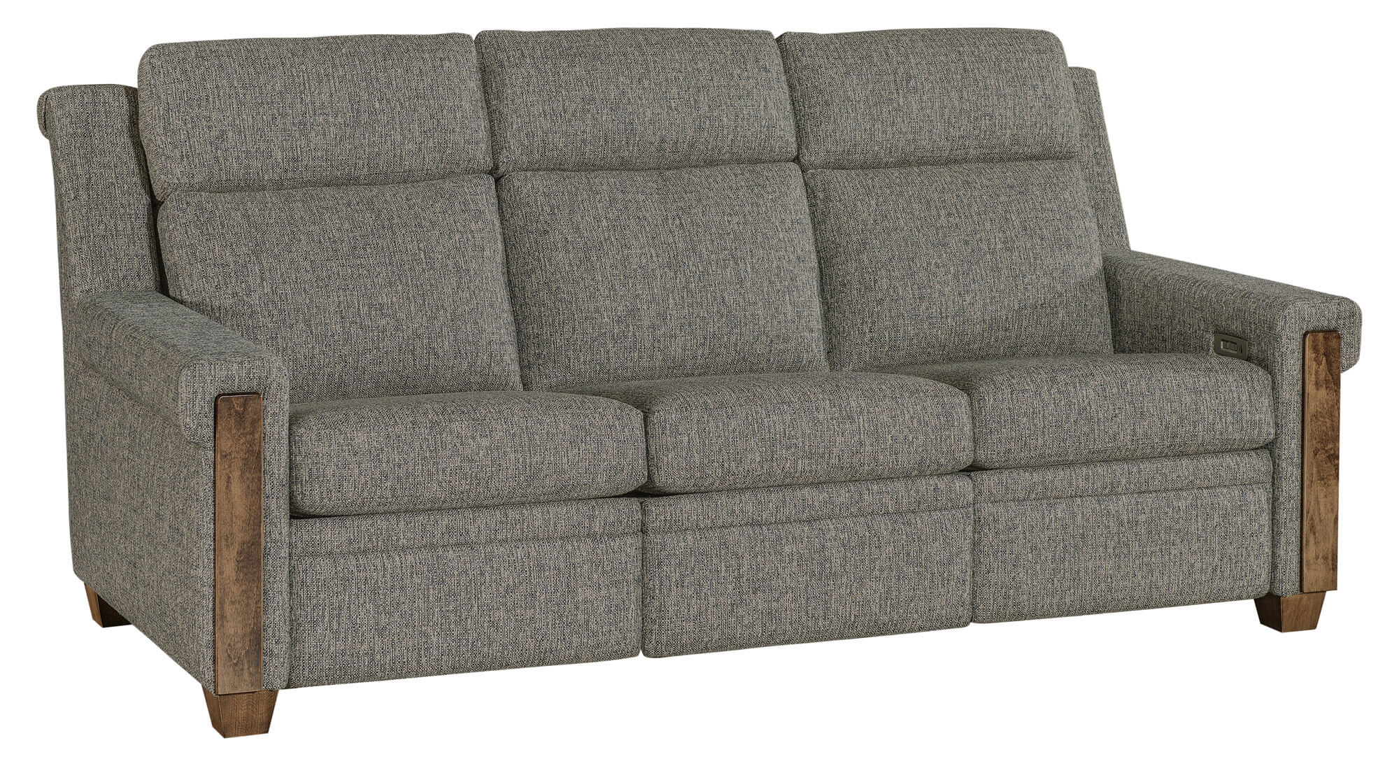 LuxHome Seating Remington Sofa Recliner with Tilt Headrest and Wood Trim Key Arm