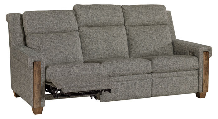 LuxHome Seating Remington Sofa Recliner with Tilt Headrest and Wood Trim Key Arm Mid Reclined