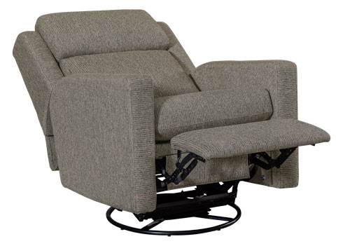 LuxHome Seating Tatum Swivel Glider Recliner Full Reclined