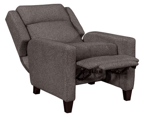 LuxHome Seating Tatum Recliner Full Reclined shown with Smoke Fabric