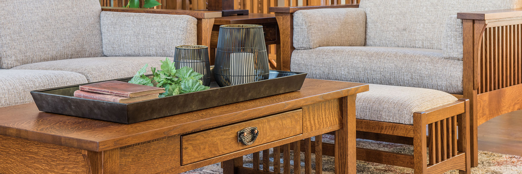 AJs Furniture Highback Slat Amish Built Living Room Furniture Collection